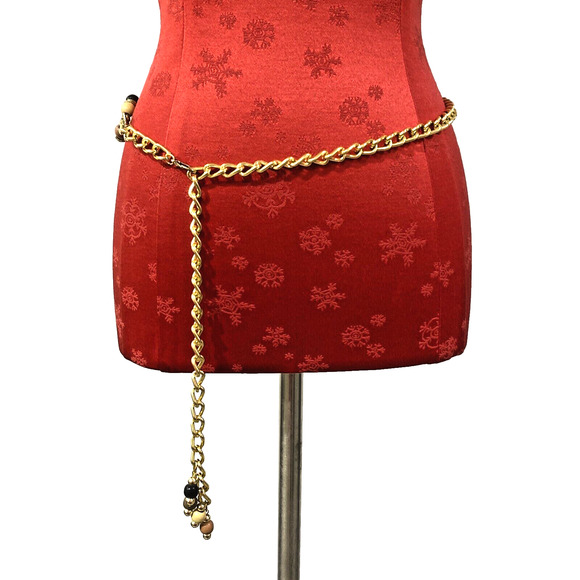 Gold Chain Belt Natural Stone Beads Beaded Adjustable Boho Hippie Chic Festival - Picture 4 of 8